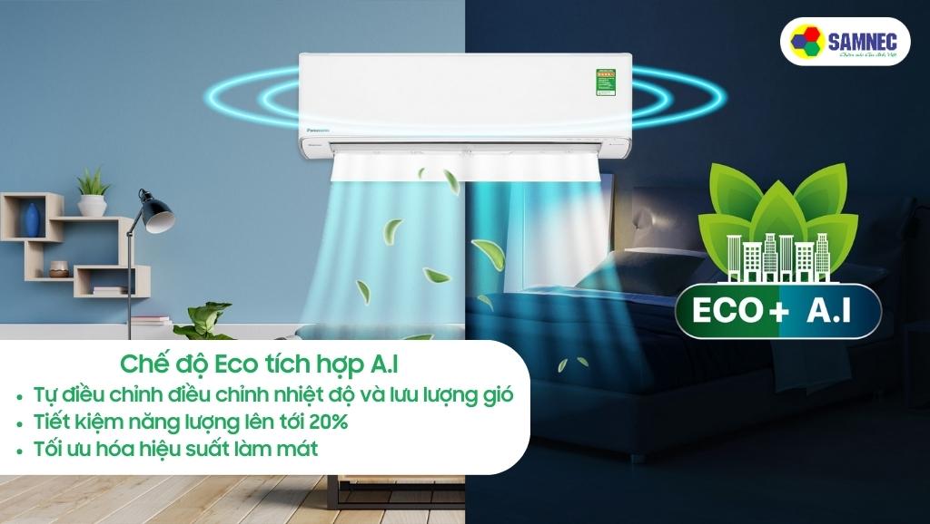 Điều hòa Panasonic Inverter 1.5 HP CU/CS-XU12ZKH-8 có chế độ Eco tích hợp A.I