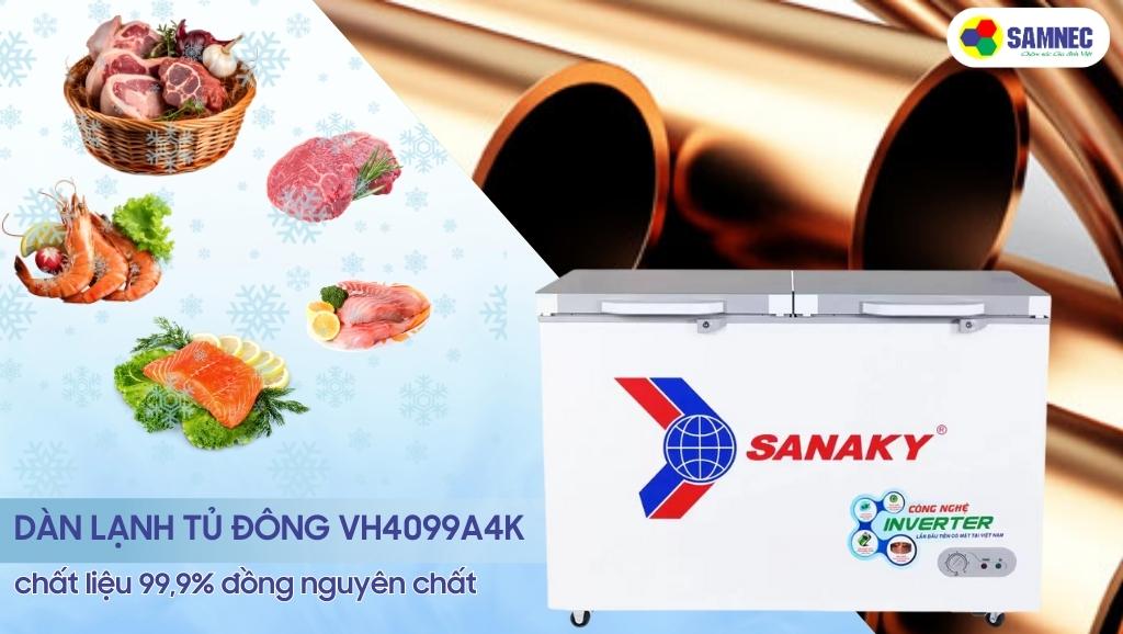 Dàn lạnh làm bằng đồng của tủ đông Sanaky VH4099A4K