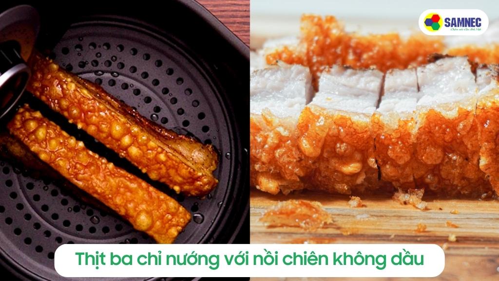 Món thịt ba chỉ nướng với nồi chiên không dầu