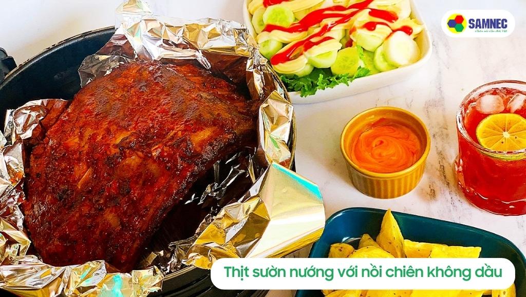 Thịt sườn nướng với nồi chiên không dầu