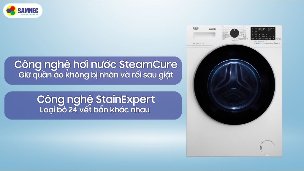 Công nghệ giặt SteamCure và StainExpert của máy giặt Beko