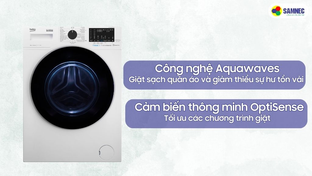Công nghệ Aquawaves và cảm biến thông minh của OptiSense của máy giặt Beko