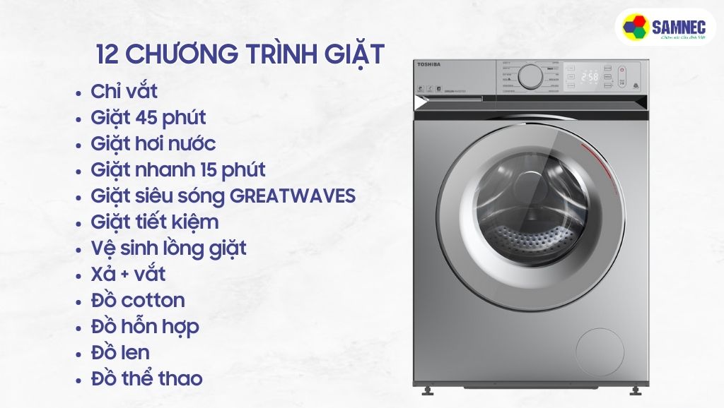Chương trình giặt của máy giặt Toshiba TW-BL95A4V