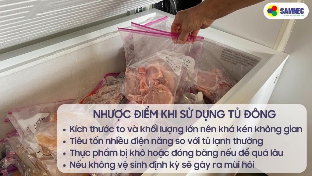 Nhược điểm khi sử dụng tủ đông