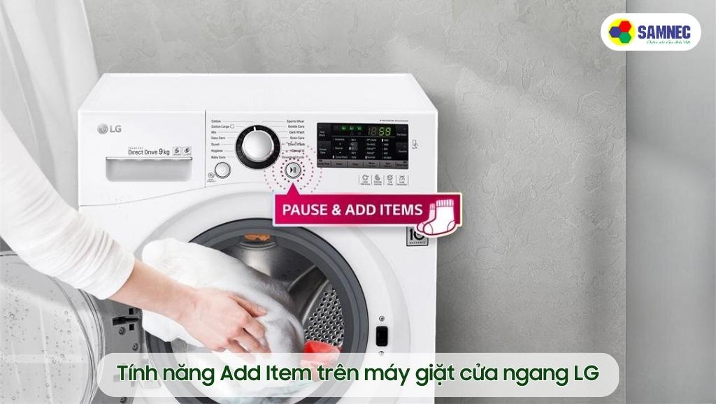 Tính năng Add Item trên máy giặt cửa ngang LG