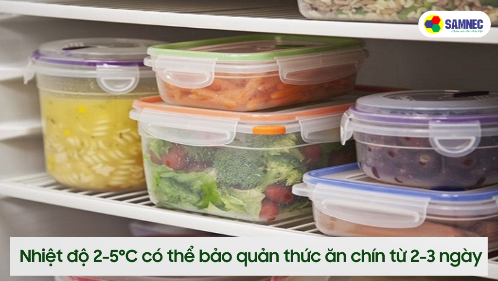 Nhiệt độ 2-5°C của tủ lạnh có thể giúp bảo quản từ 2-3 ngày