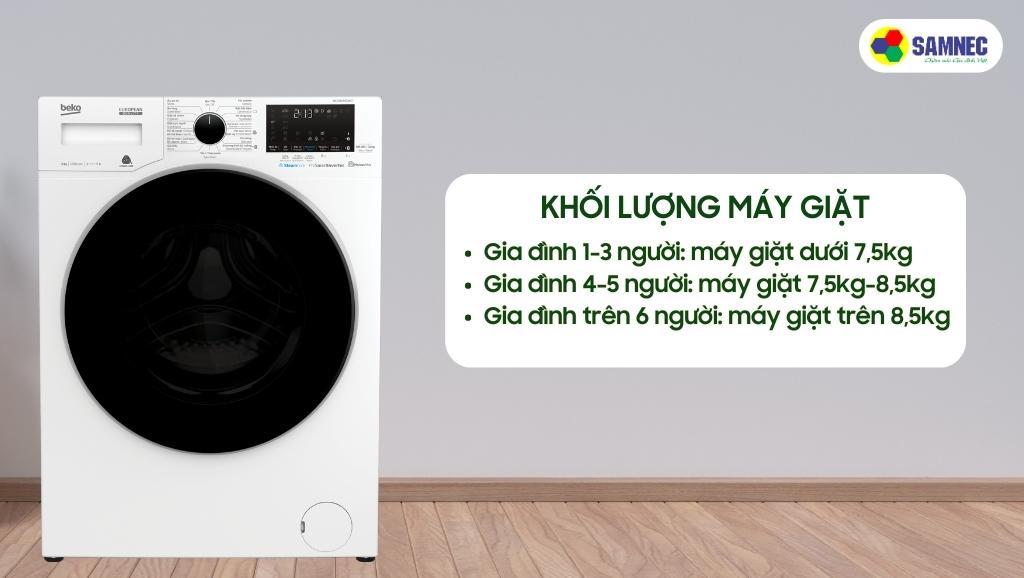 Lựa chọn khối lượng máy giặt phù hợp