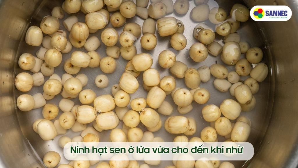 Ninh hạt sen ở lửa vừa cho đến khi nhừ
