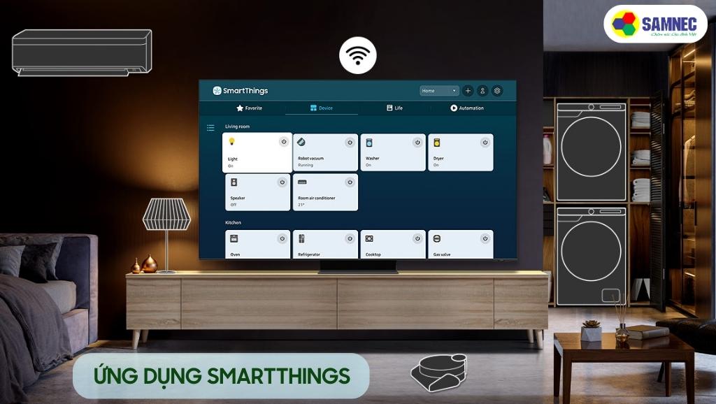 Ứng dụng SmartThings trên tivi Samsung QLED 4K Q63C