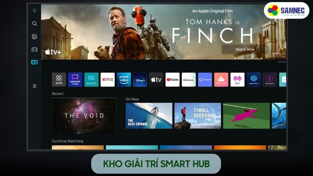 Ứng dụng Smart Hub trên tivi Samsung QLED 4K Q63C