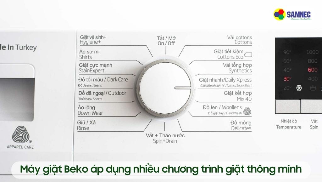 Máy giặt Beko áp dụng nhiều chương trình giặt thông minh