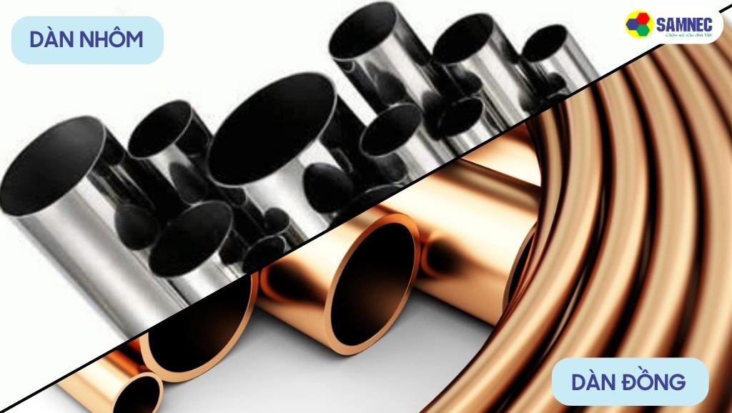 Dàn nhôm và dàn đồng lắp đặt trong hệ thống tủ mát