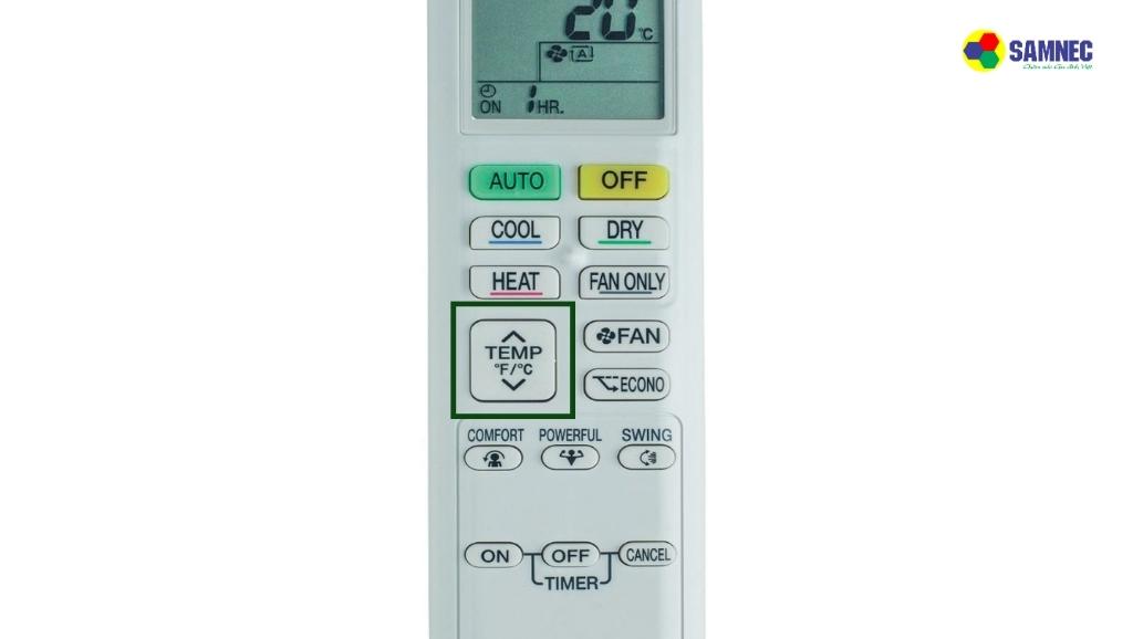 Nhấn nút TEMP để điều chỉnh nhiệt độ điều hoà