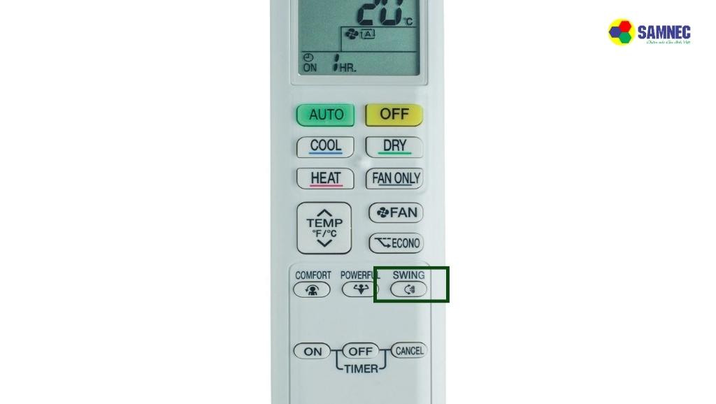 Nhấn nút SWING để điều chỉnh hướng gió của điều hoà