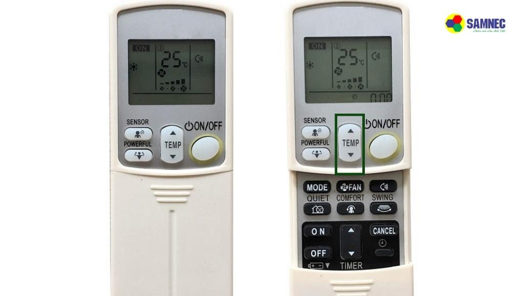 Nhấn nút TEMP để điều chỉnh nhiệt độ