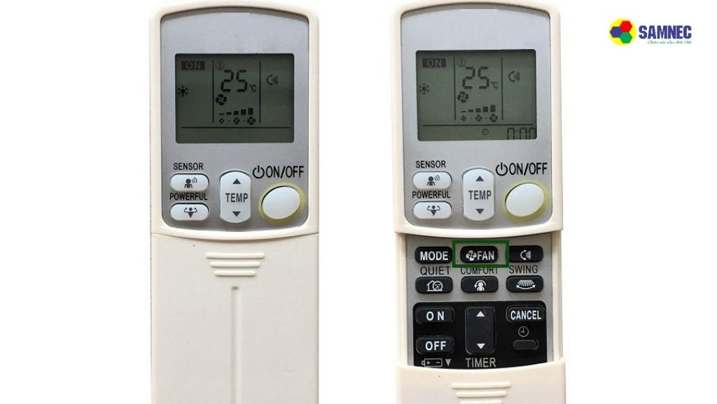 Nhấn nút FAN để điều chỉnh tốc độ quạt