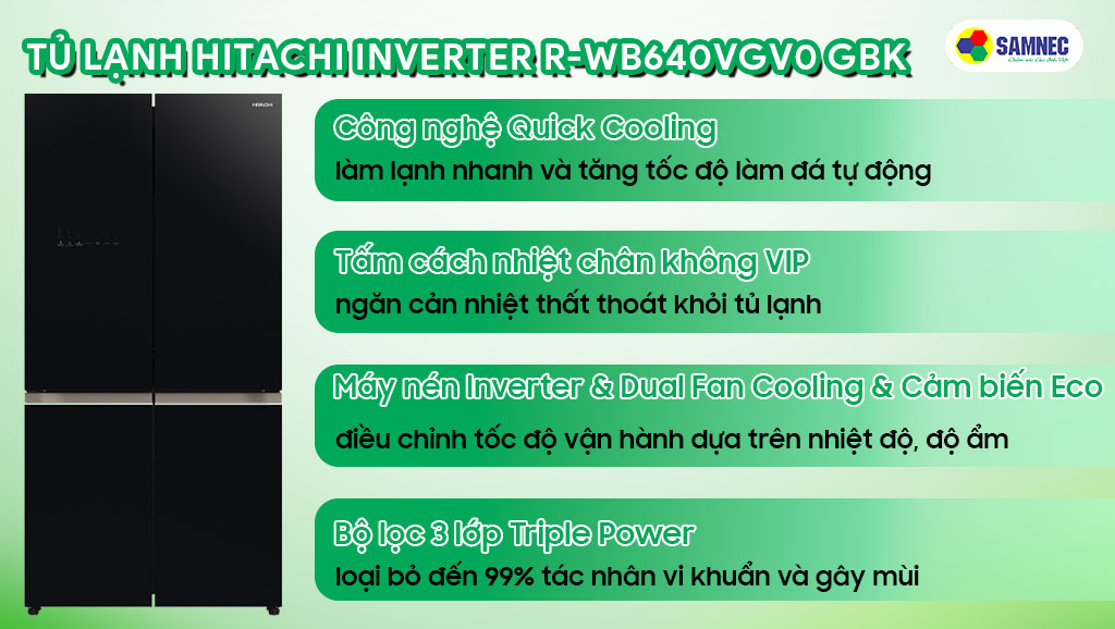 Công nghệ nổi bật trên tủ lạnh Hitachi R-WB640VGV0 GBK