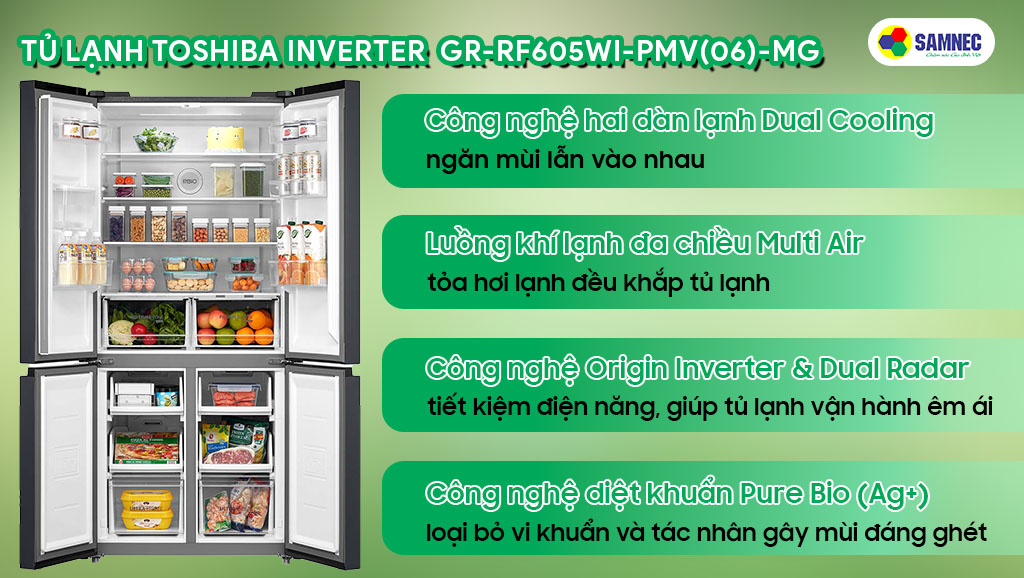 Các công nghệ đáng lưu ý trên tủ lạnh Toshiba GR-RF605WI-PMV(06)-MG