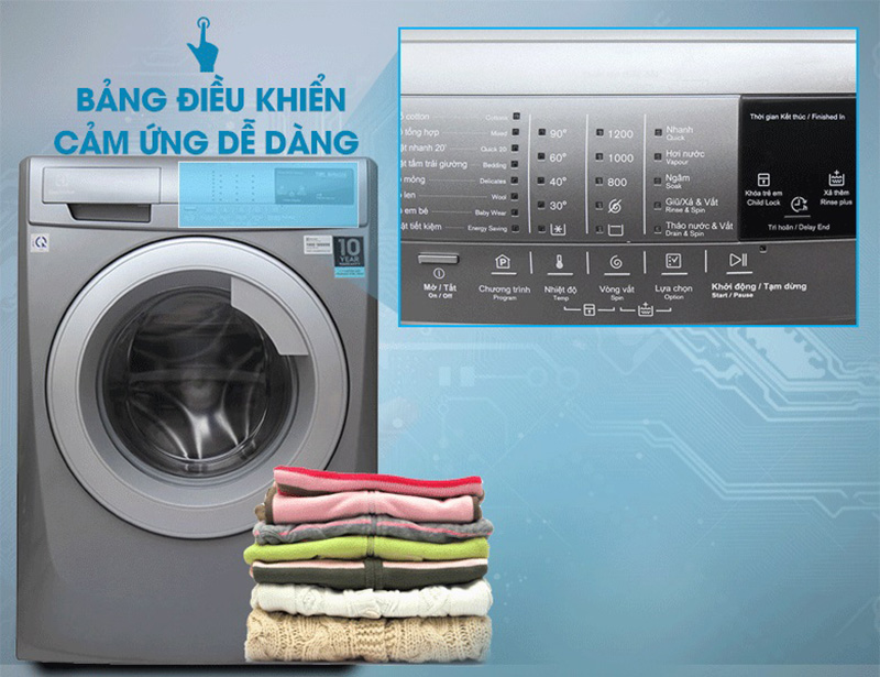 Máy giặt Electrolux EWF12844S điều khiển cảm ứng, đa dạng chế độ giặt