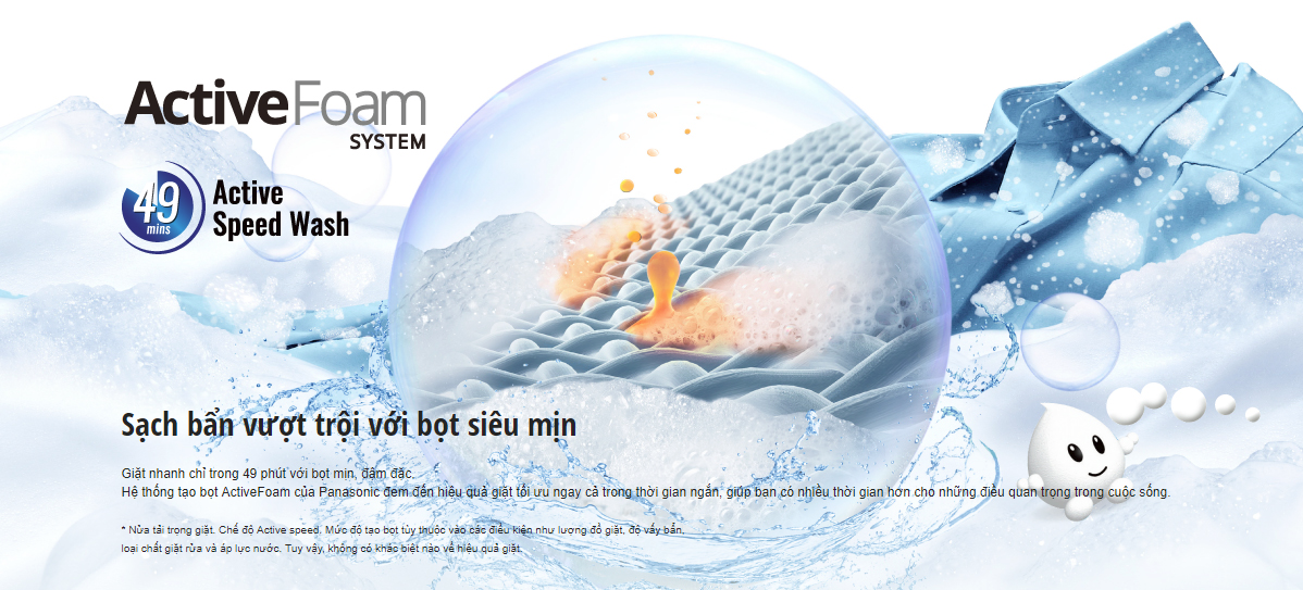 Hệ thống ActiveFoam với chế độ giặt nhanh