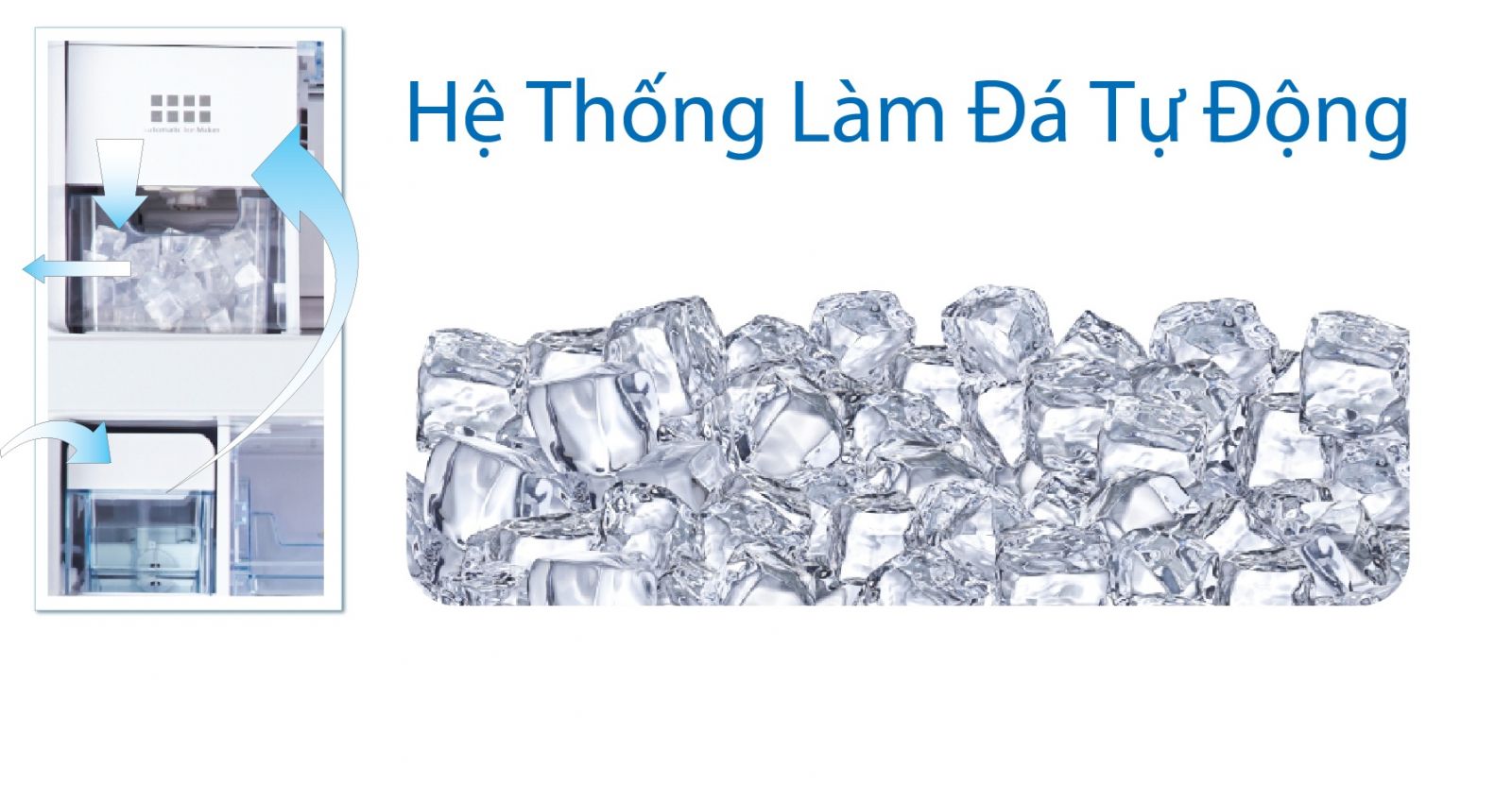 Hệ thống làm đá tự động tủ lạnh side by side