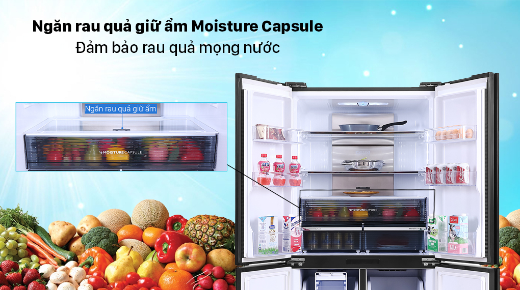 Ngăn rau quả Moisture Capsule - Tủ lạnh Sharp