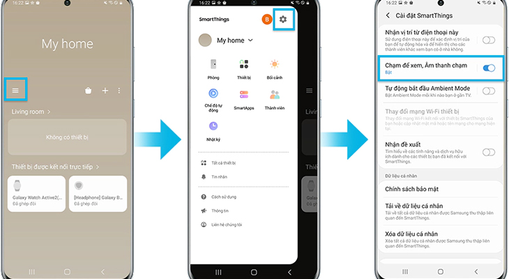 Các bước Sử dụng Tính năng Tap View - Samnec ĐIện Máy