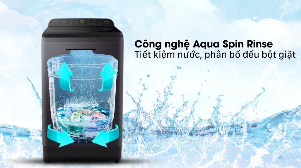 Công nghệ xả nước Aqua Spin Rinse - Samnec Điện Máy