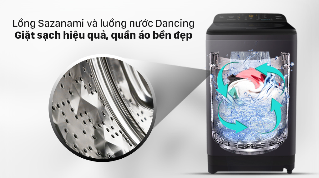 Lồng giặt Sazanami kết hợp luồng nước Dancing Water Flow