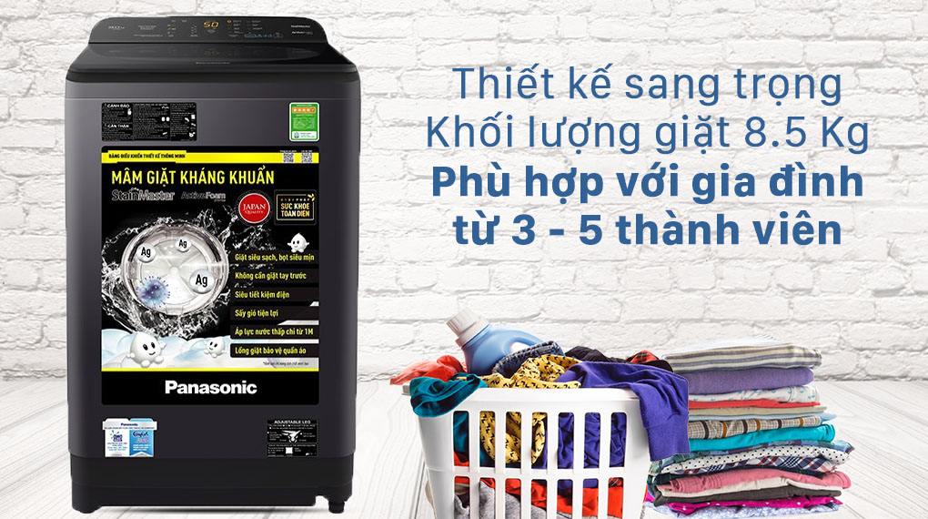 thiết kế máy giặt 8.5 KG dành cho gia đình 3 - 5 người sử dụng - Samnec Điện Máy