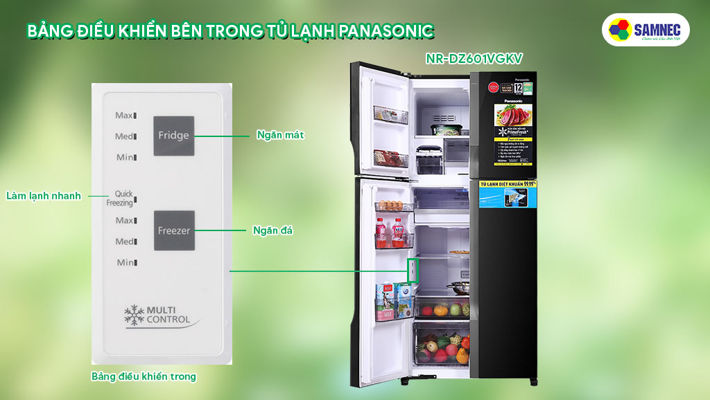 Hướng dẫn điều chỉnh nhiệt độ tủ lạnh Panasonic bằng bảng điều khiển trong