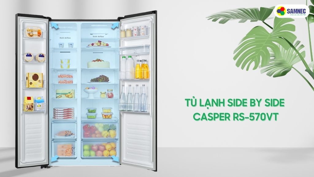 Tủ lạnh Casper Inverter 552 lít RS-570VT có giá thành thấp, phù hợp với nhiều gia đình