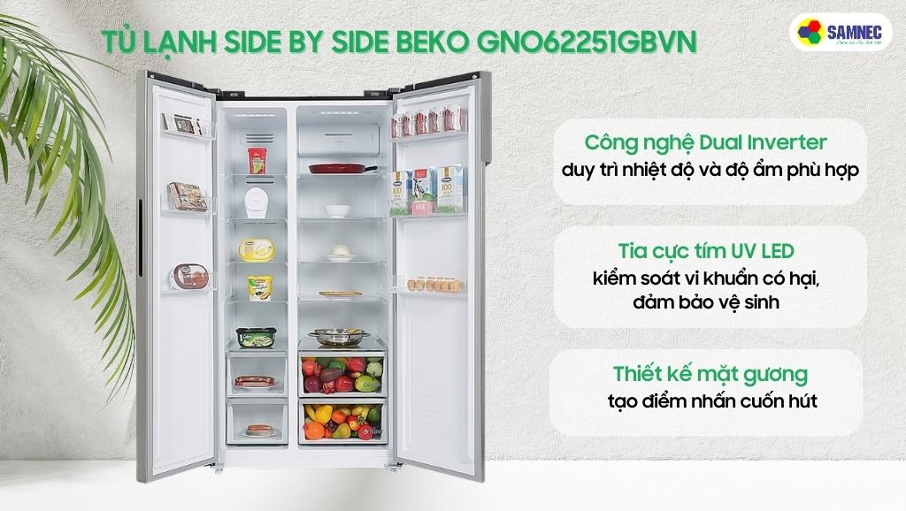Tủ lạnh Beko 622 lít GNO62251GBVN với dung tích cực lớn