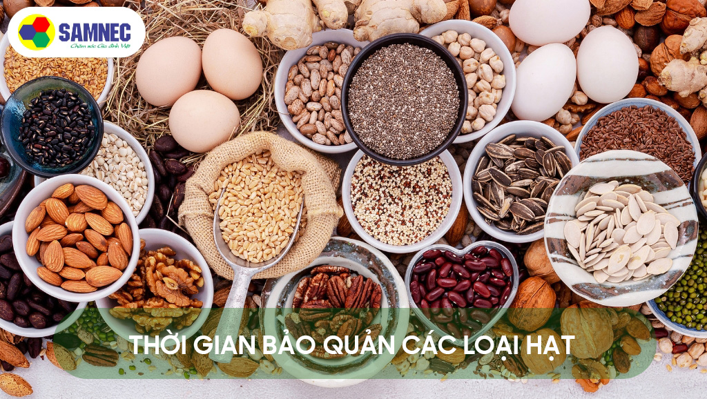 Trứng và các loại hạt bảo quản trong tủ lạnh