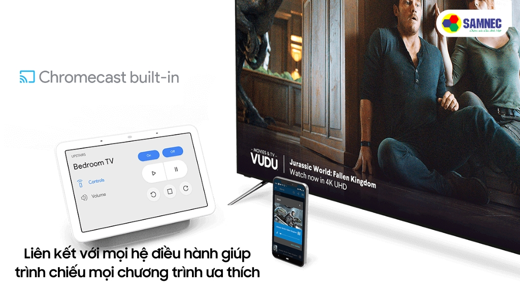 Chromecast built-in™ giúp trình chiếu từ điện thoại, máy tính bảng lên Tivi Sony A80L