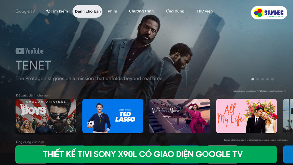 Tivi Sony X90L với hệ điều hành Google TV và giao diện dễ dùng