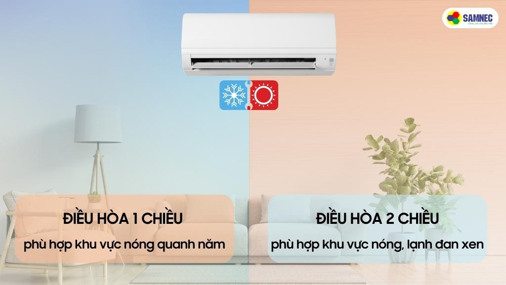 Tùy vào nhu cầu sử dụng để lựa chọn điều hòa 1 chiều hay 2 chiều