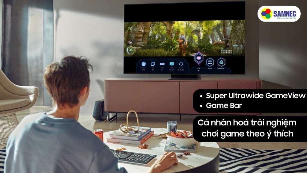 Super Ultrawide GameView & Game Bar tăng trải nghiệm chơi game của Tivi Samsung Q65A