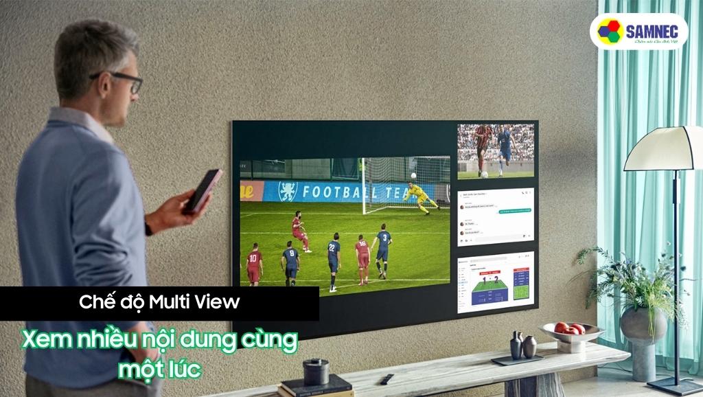 Chế độ Multi View cho phép xem đa nội dung trên màn hình Tivi Samsung CU8500
