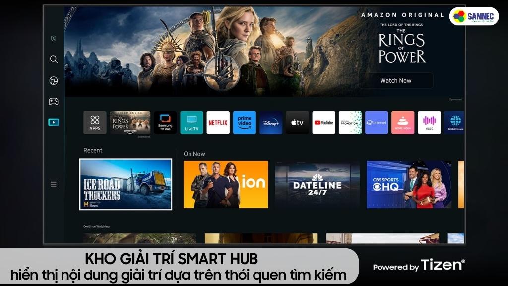 Kho giải trí Smart Hub hiển thị nội dung giải trí dựa trên thói quen tìm kiếm