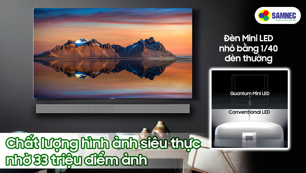Tivi 8K Samsung với chất lượng hình ảnh siêu thực nhờ 33 triệu điểm ảnh