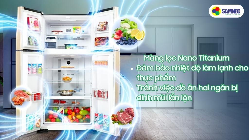 Màng lọc Nano Titanium của tủ lạnh Hitachi Inverter 509 lít R-FW650PGV8 GBK