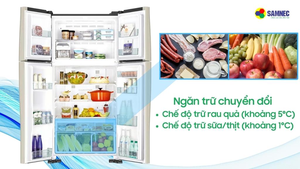 Ngăn trữ chuyển đổi của tủ lạnh Hitachi Inverter 509 lít R-FW650PGV8 GBK