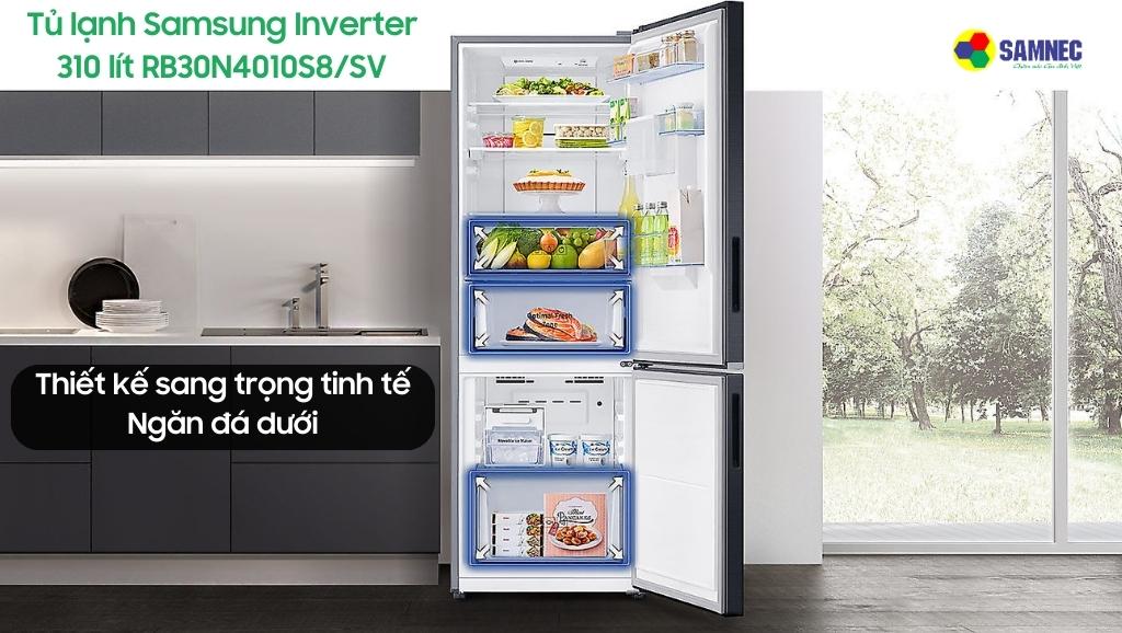 Thiết kế tinh tế, hiện đại của tủ lạnh Samsung Inverter 310 lít RB30N4010S8/SV