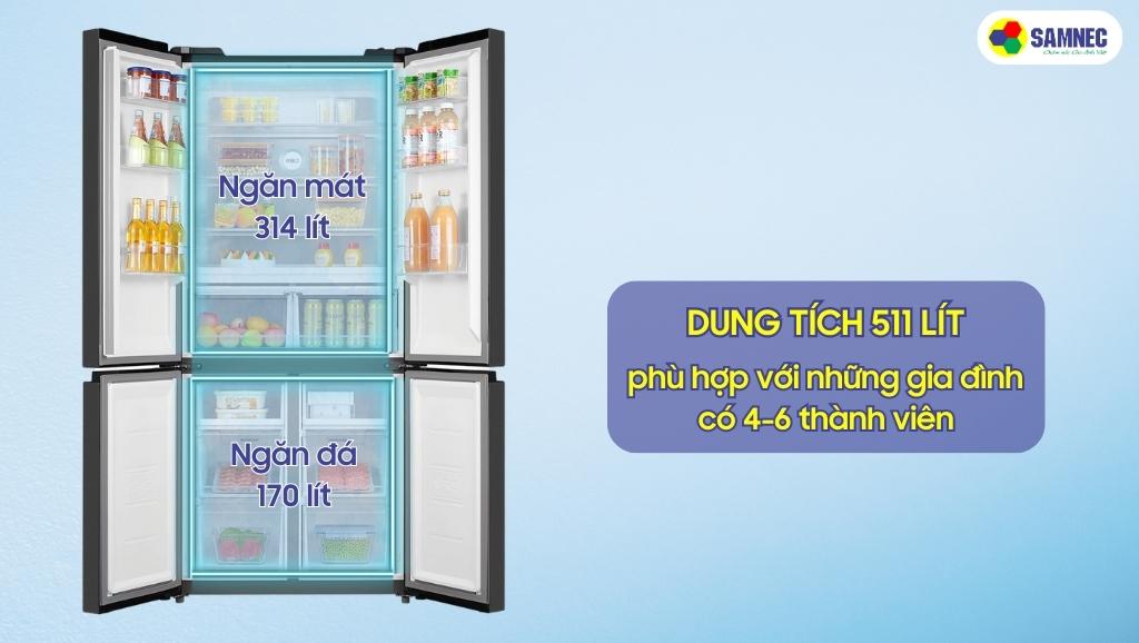 Tủ lạnh Toshiba Inverter 511 lít GR-RF610WE-PMV(37)-SG với dung tích 511 lít