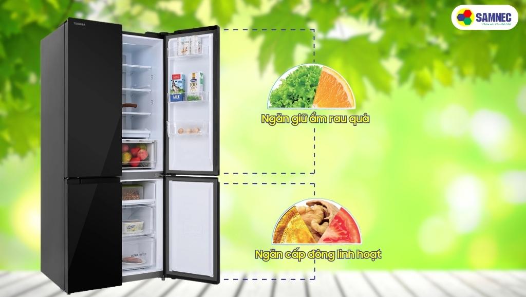 Ngăn giữ ẩm và cấp đông của tủ lạnh Toshiba Inverter 511 lít GR-RF610WE-PMV(37)-SG