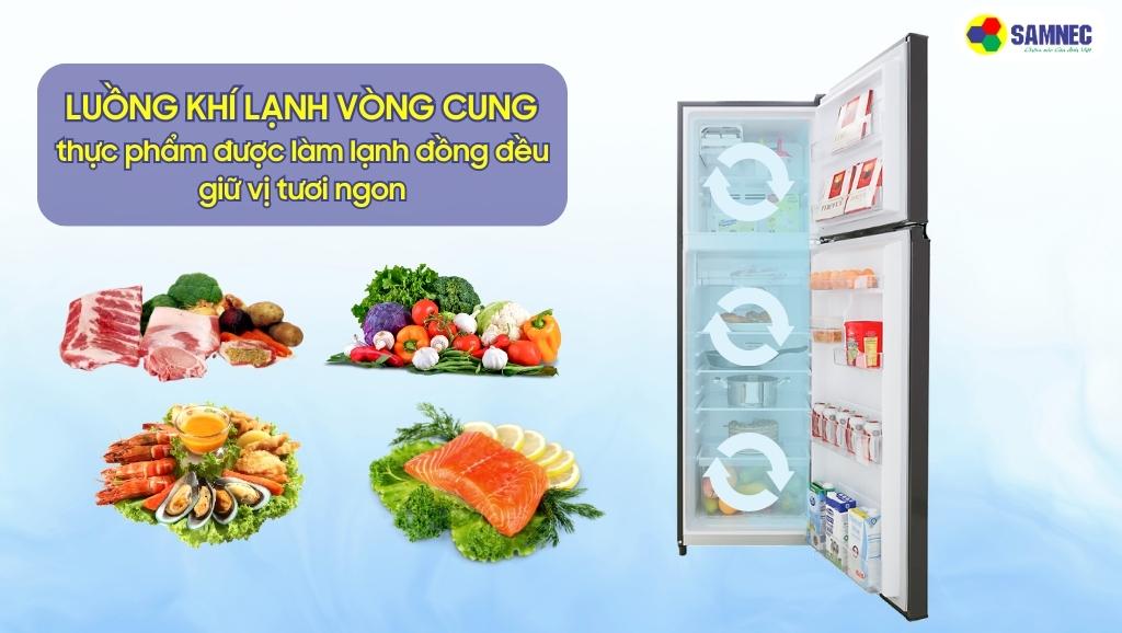 Hệ thống khí lạnh vòng cung tủ lạnh Toshiba Inverter 253 lít GR-B31VU(SK)