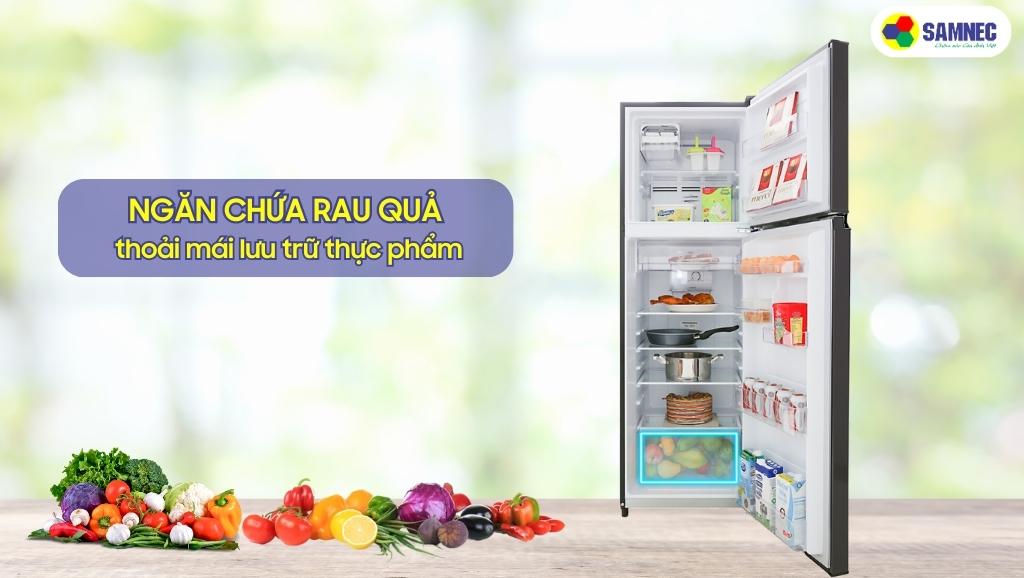 Thoải mái lưu trữ với ngăn rau quả rộng của tủ lạnh Toshiba Inverter 253 lít GR-B31VU(SK)