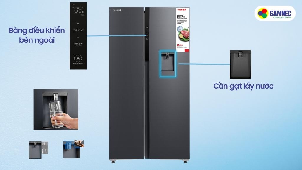 Thiết kế lấy nước ngoài của tủ lạnh Toshiba Inverter GR-RS775WI-PMV(06)-MG