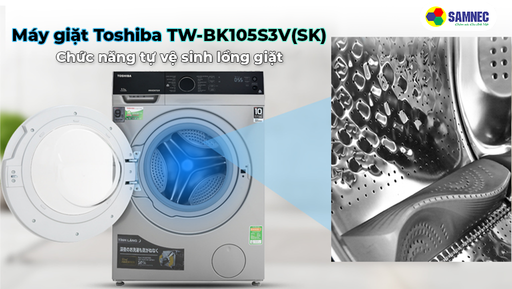 Chức năng tự vệ sinh lồng giặt của máy giặt Toshiba TW-BK105S3V(SK)